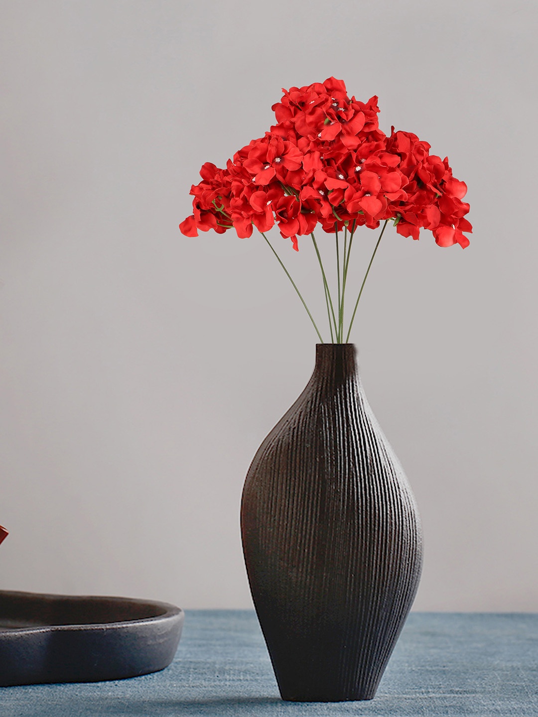 

TIED RIBBONS Red Holla Berry French Hydrangea Artificial Flower Stick