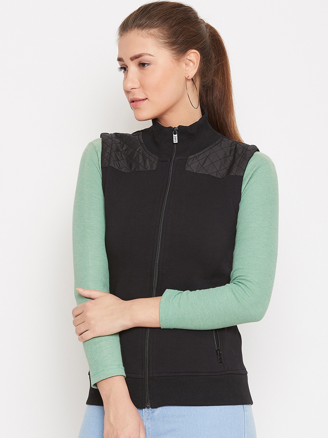 

PERFKT-U Women Black Solid Lightweight Bomber Jacket
