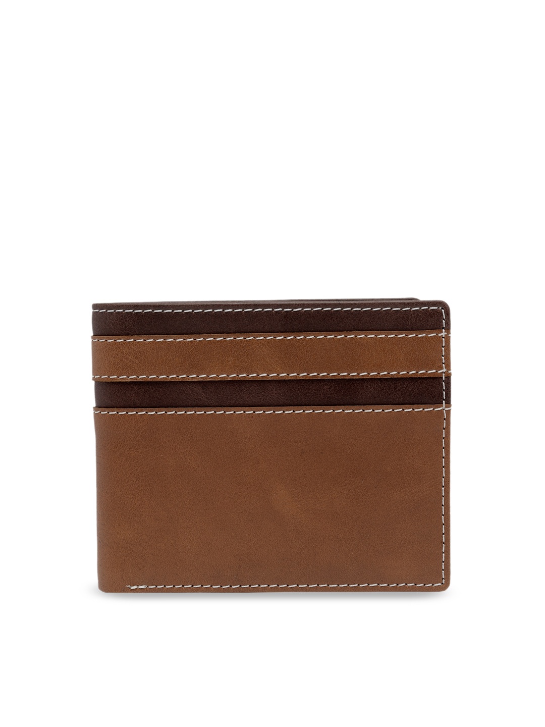 

amicraft Men Brown Striped Two Fold Genuine Leather Wallet
