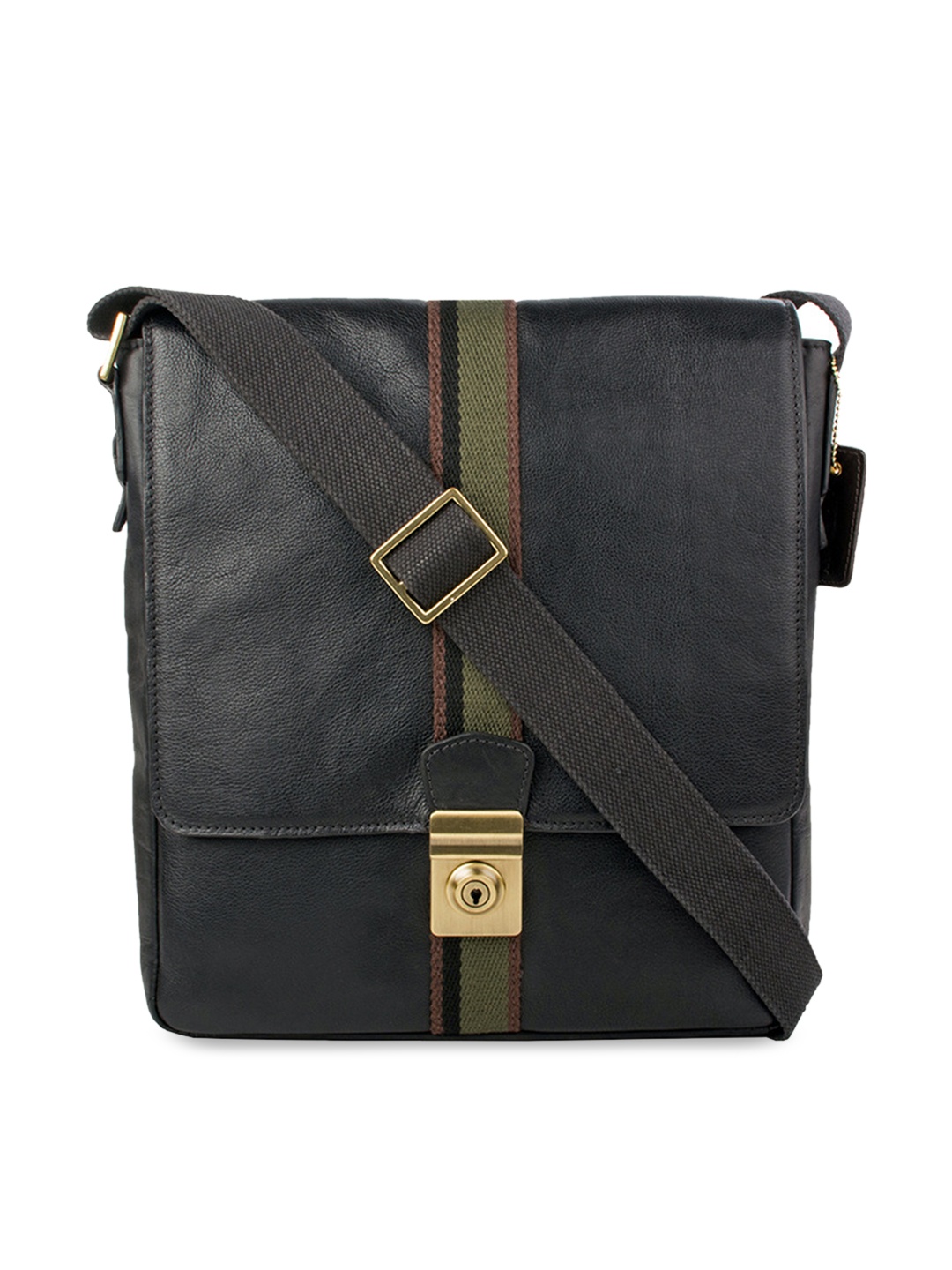 

Hidesign Men Black Solid Leather Messenger Bag