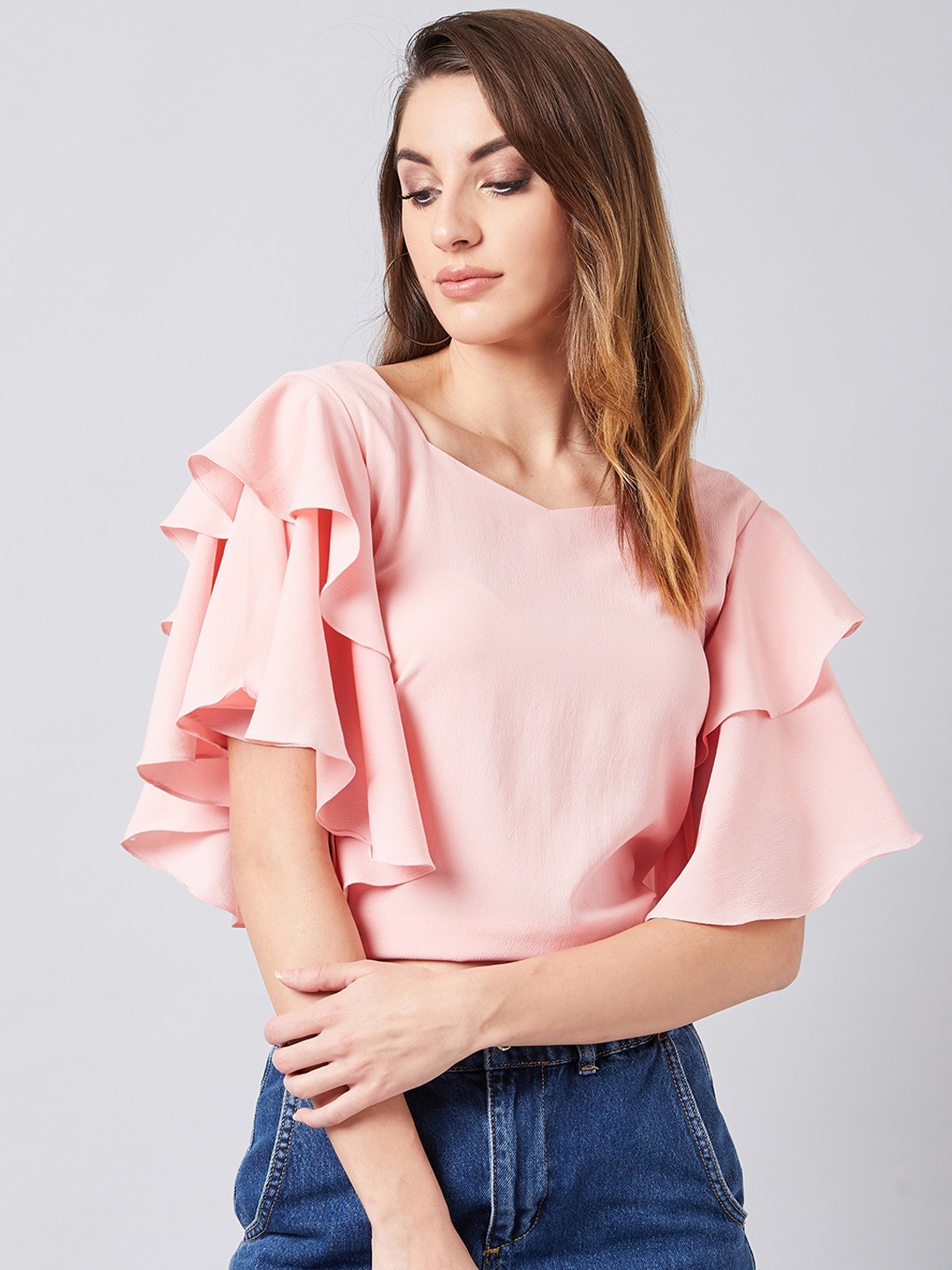 

Athena Women Pink Solid Crop Top