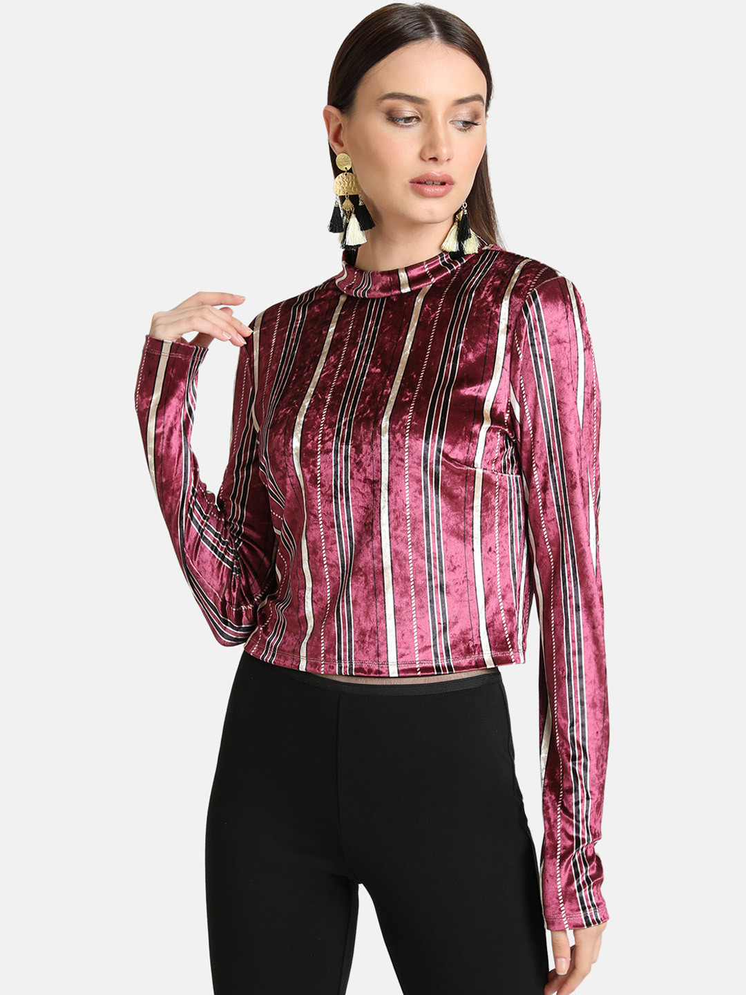 

Kazo Women Pink Striped Top