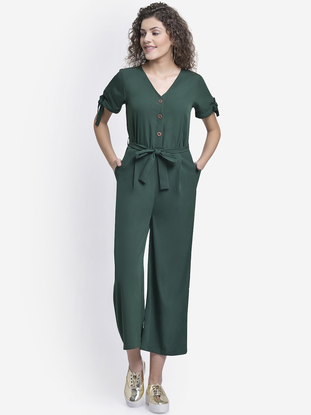 

Martini Women Green Solid Basic Jumpsuit