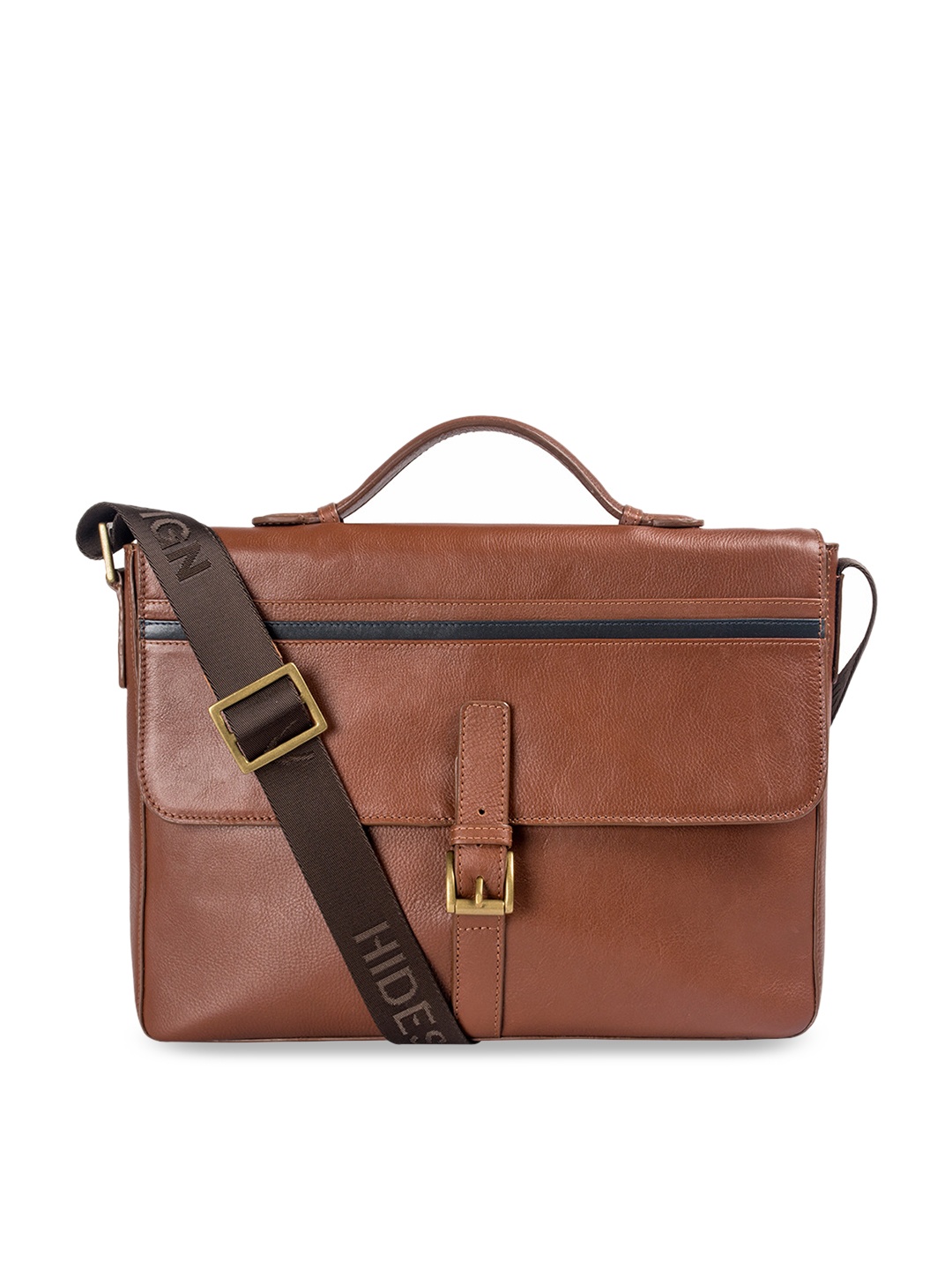 

Hidesign Men Tan Brown Solid Leather Messenger Bag
