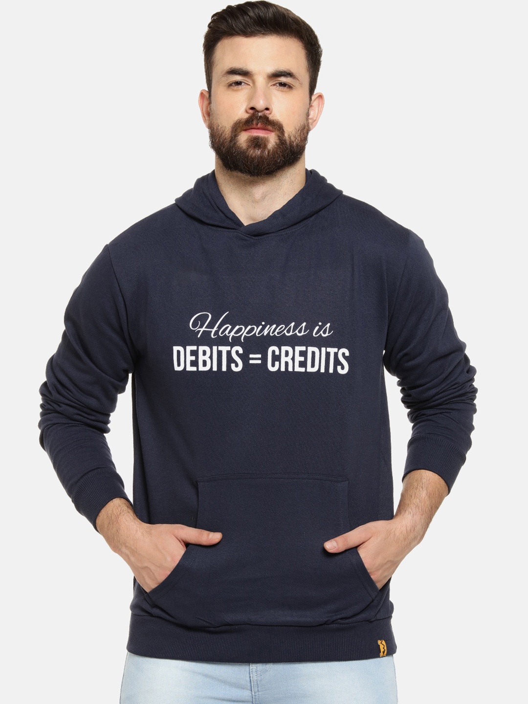 

Campus Sutra Men Blue & White Printed Hooded Pullover Sweatshirt