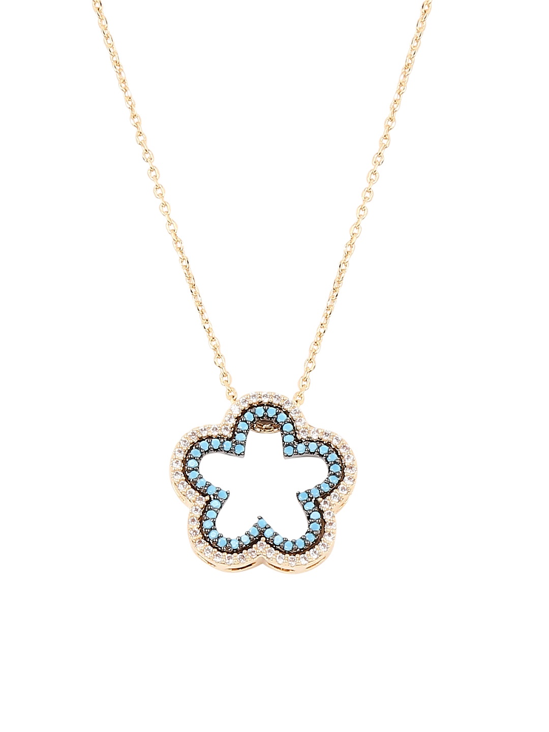 

Moon Dust Gold Plated Floral Shaped Necklace, Blue
