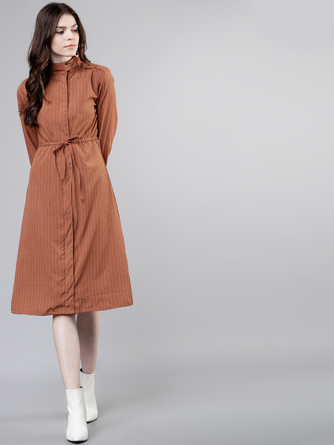 

Tokyo Talkies Women Brown Solid Shirt Dress