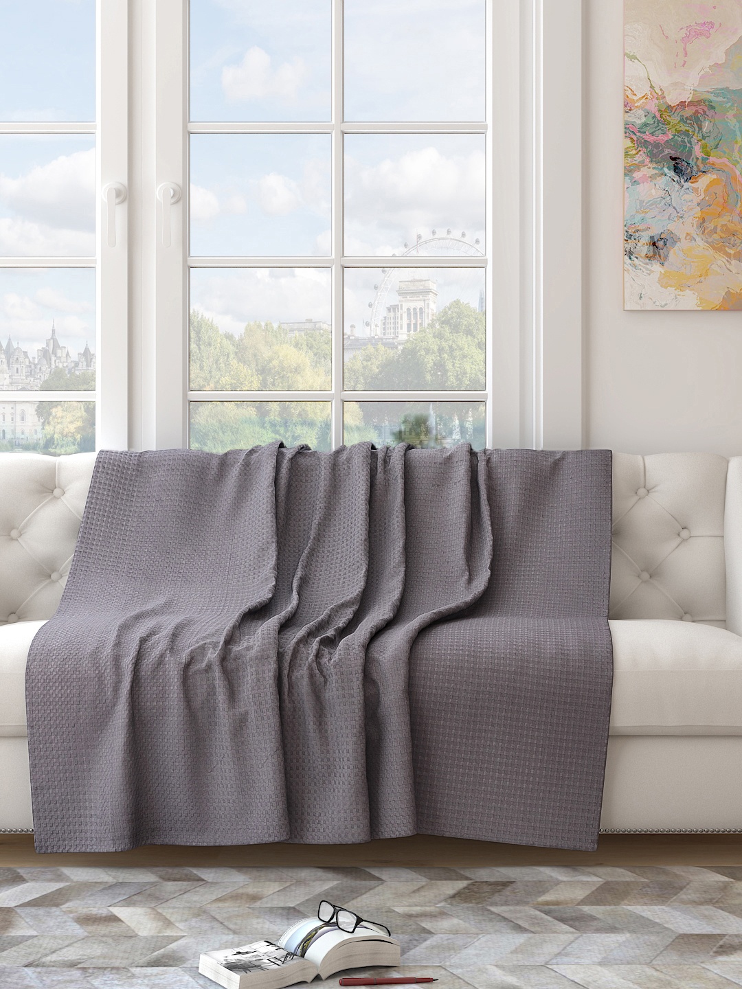 

Saral Home Grey Self-Designed Pure Cotton 3 Seater Sofa Throw