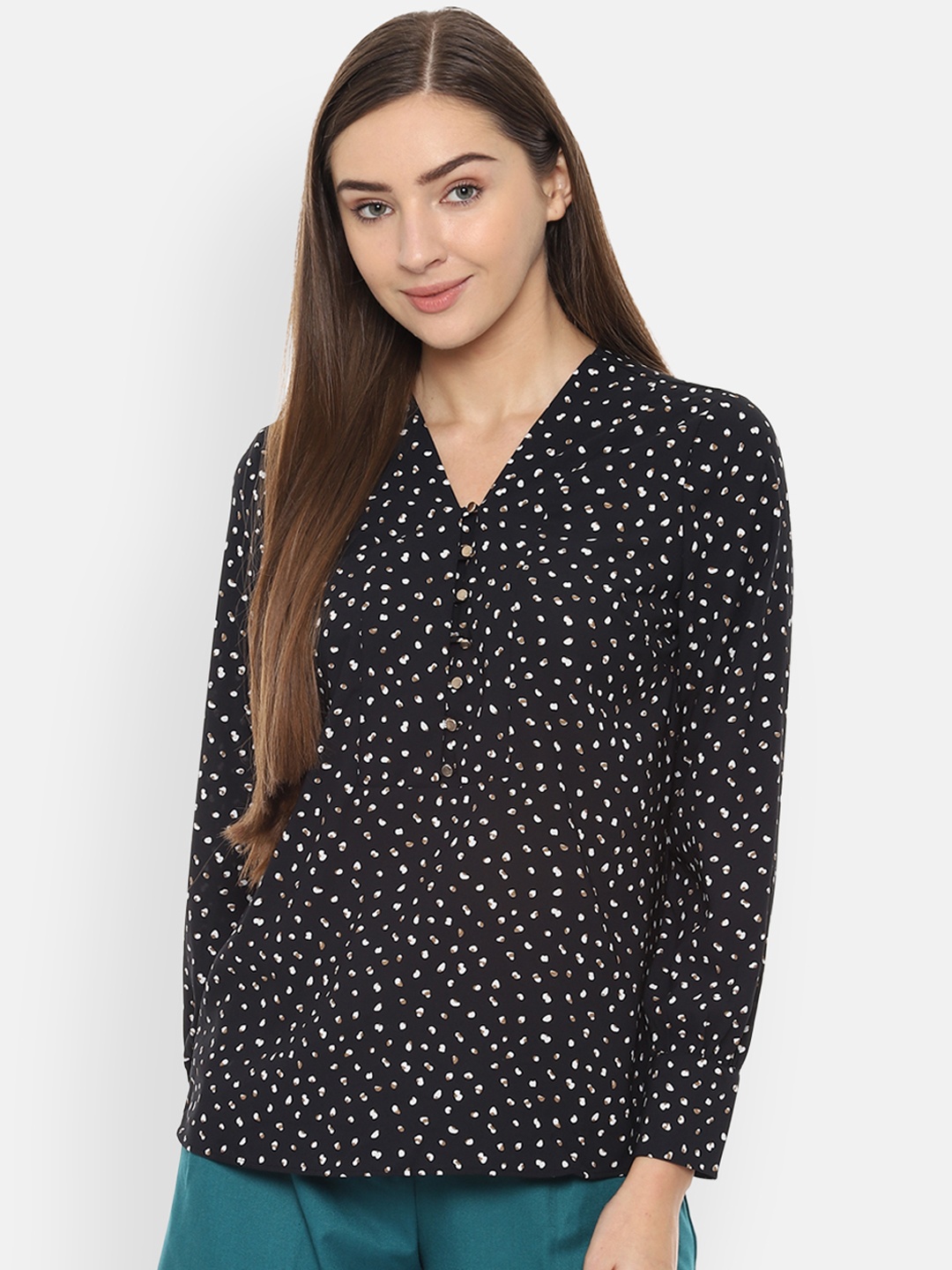 

Van Heusen Woman Women Black Printed Shirt Style Top