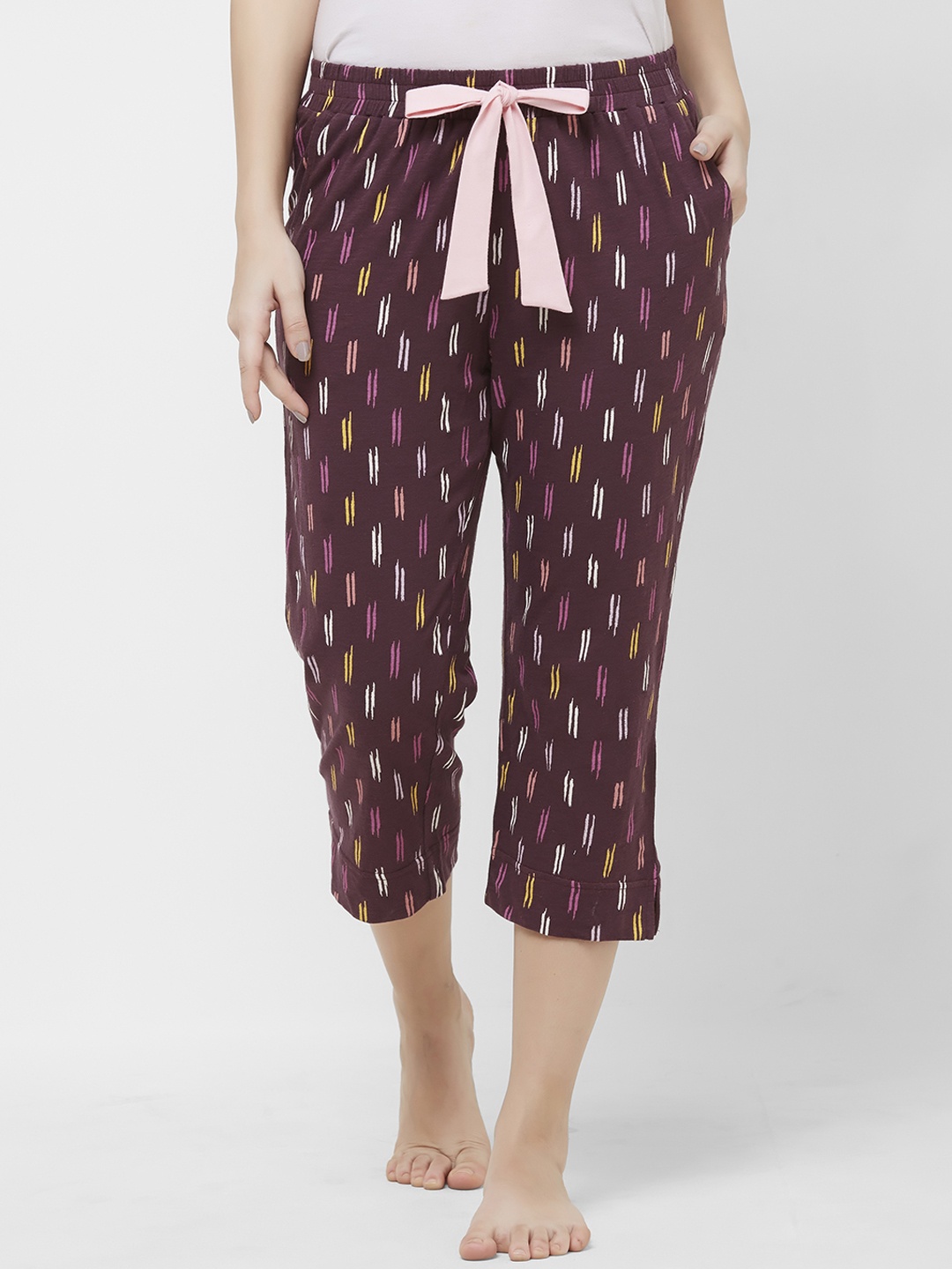 

Mystere Paris Women Brown & Purple Printed Lounge Pants