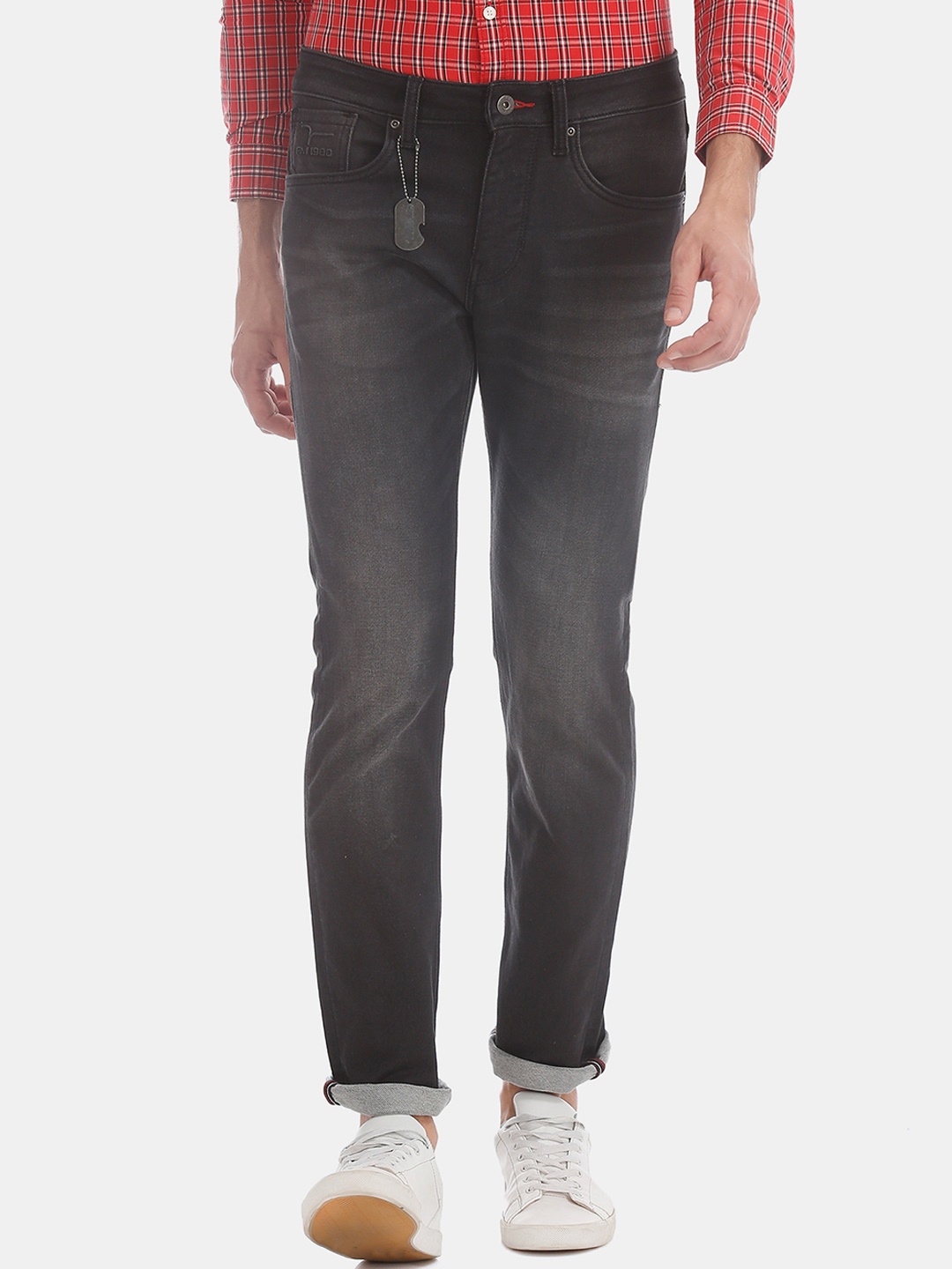 

Flying Machine Men Black Tapered Fit Mid-Rise Clean Look Jeans