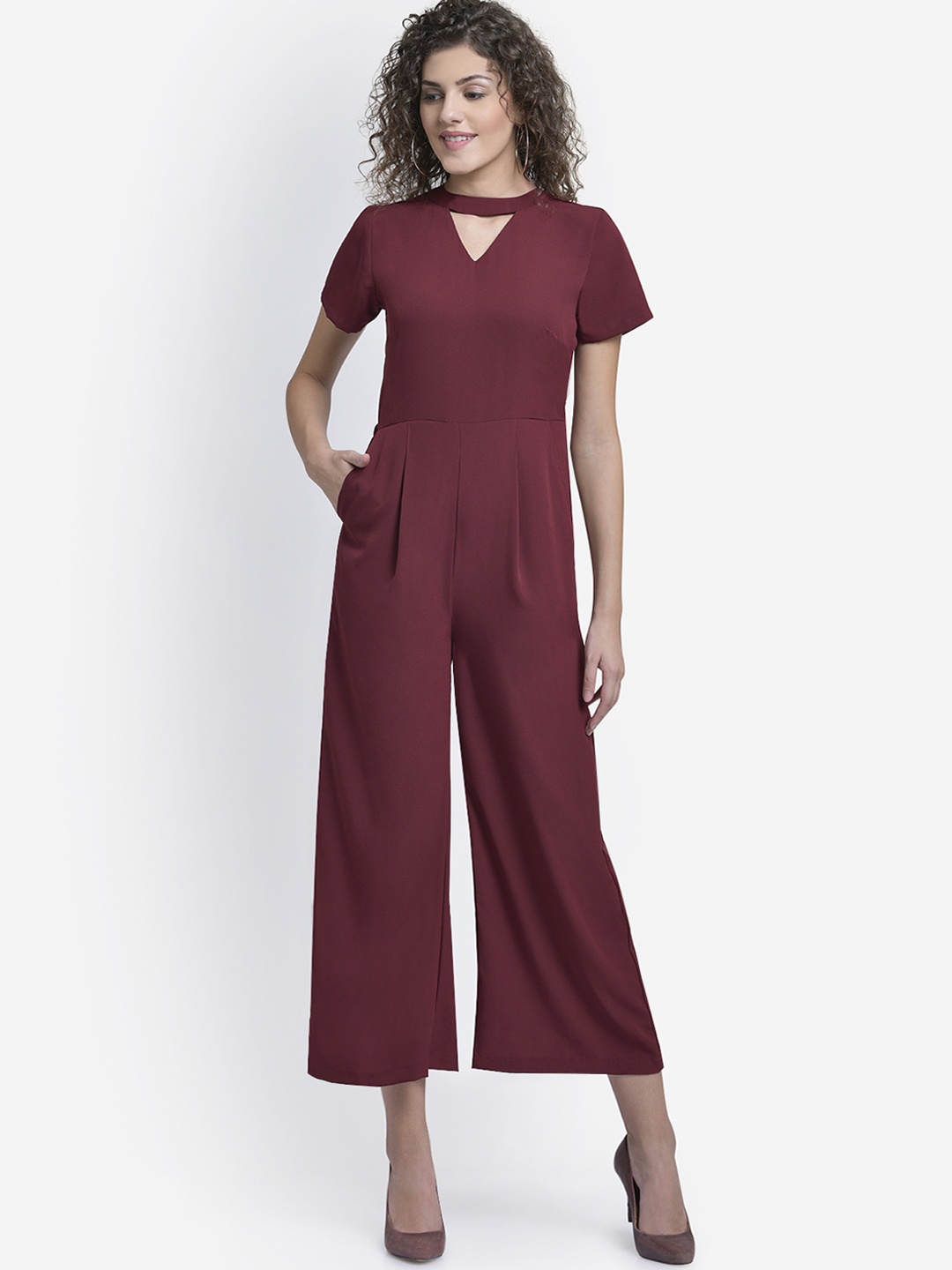 

Martini Women Maroon Solid Basic Jumpsuit