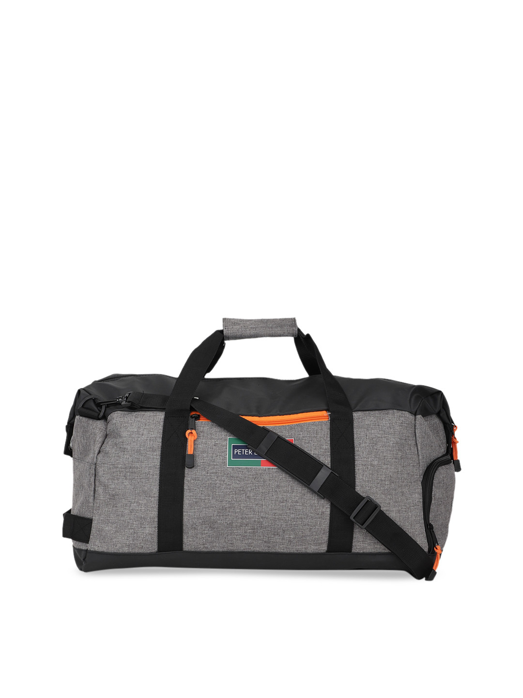 

Peter England Men Grey & Black Colourblocked Gym Duffel Bag