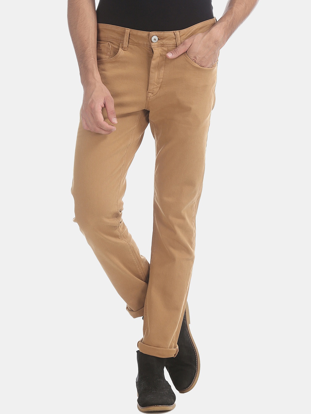 

Flying Machine Men Brown Tapered Fit Mid-Rise Clean Look Stretchable Jeans