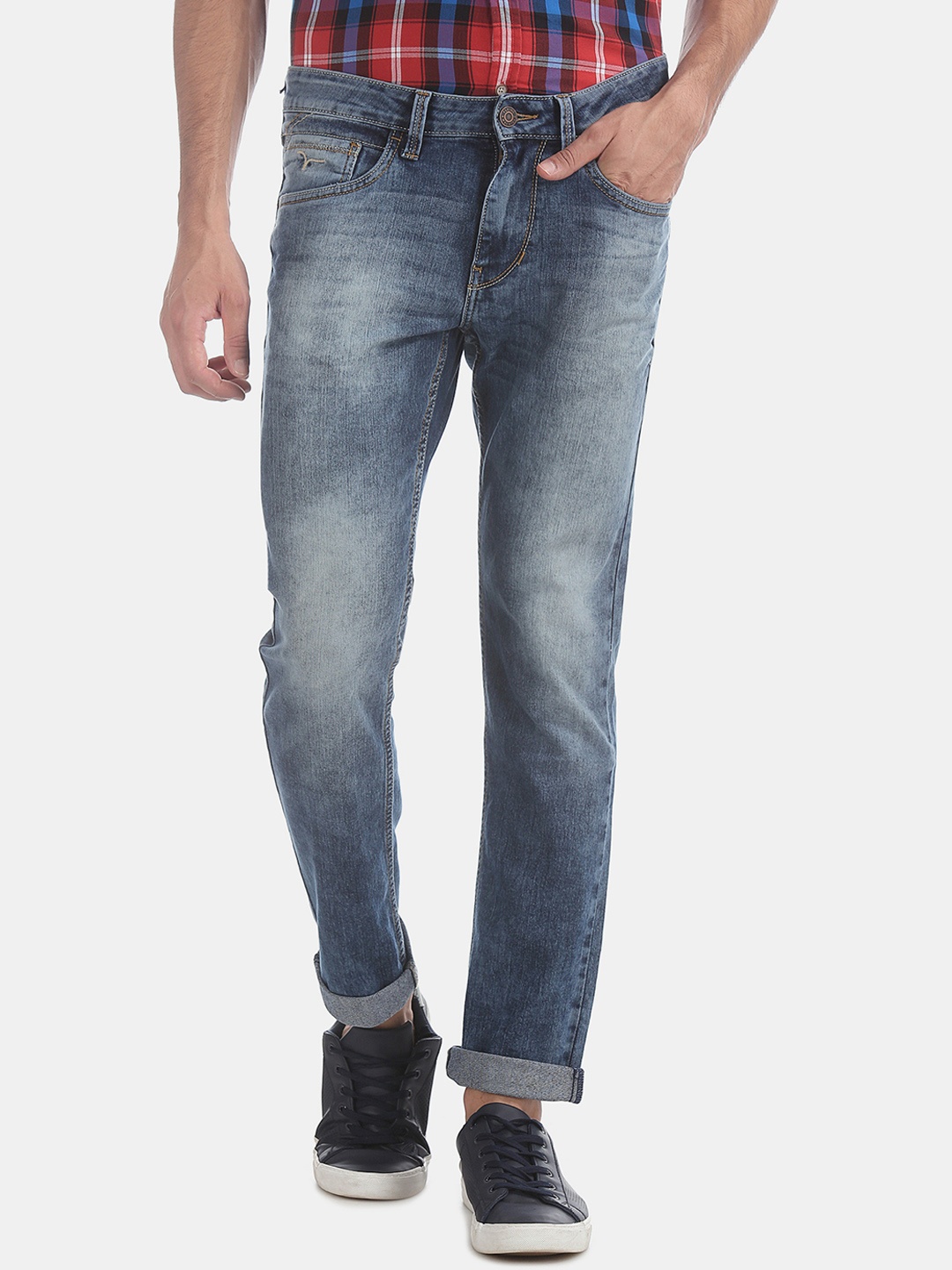 

Flying Machine Men Blue Tapered Fit Mid-Rise Clean Look Stretchable Jeans