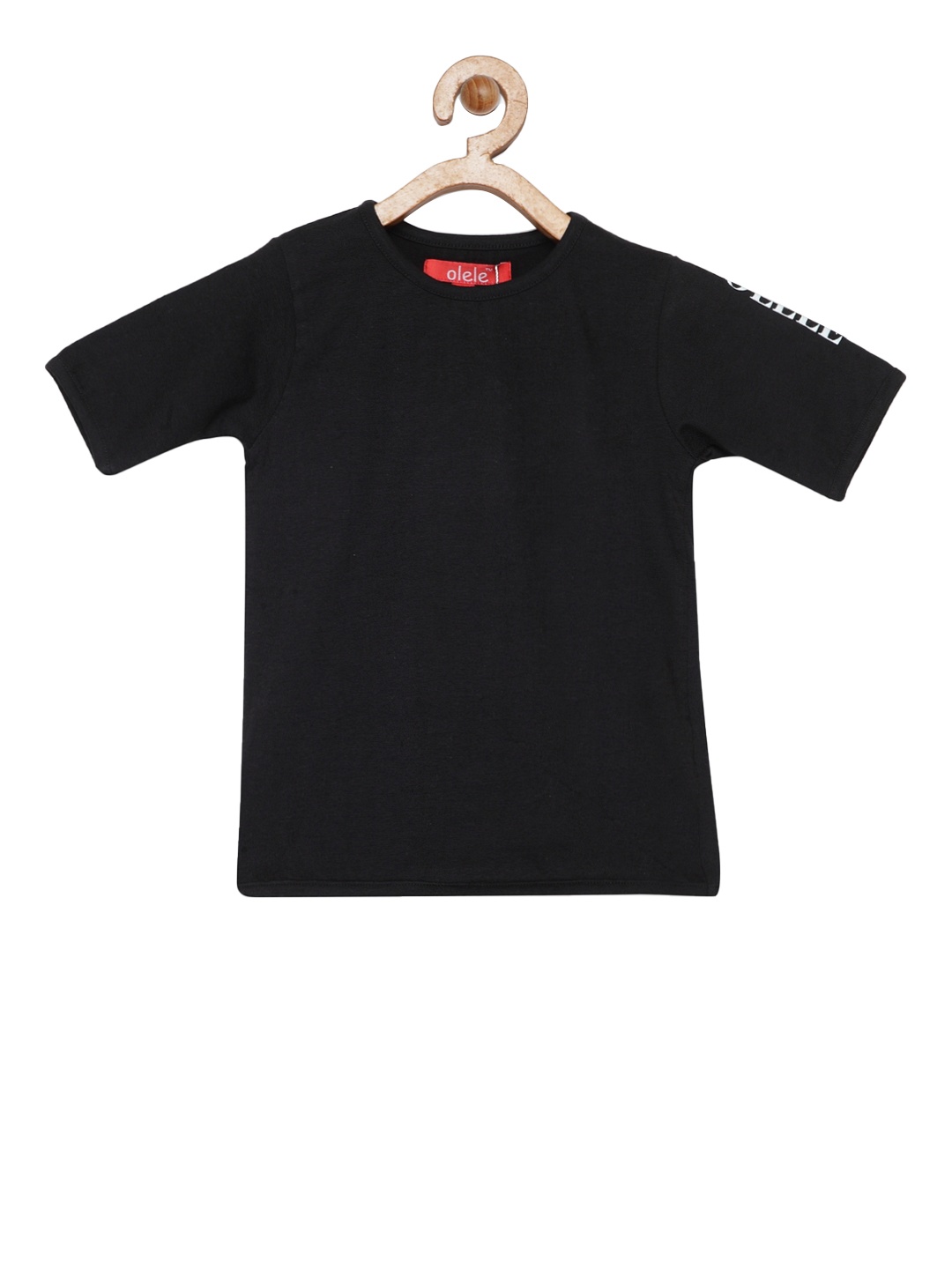 

Olele Kids Black Solid Round Neck Pure Cotton T-shirt