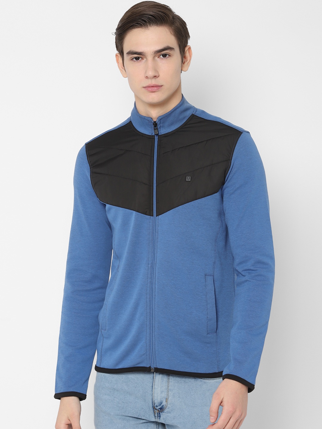 

Allen Solly Men Blue & Black Colourblocked Sweatshirt