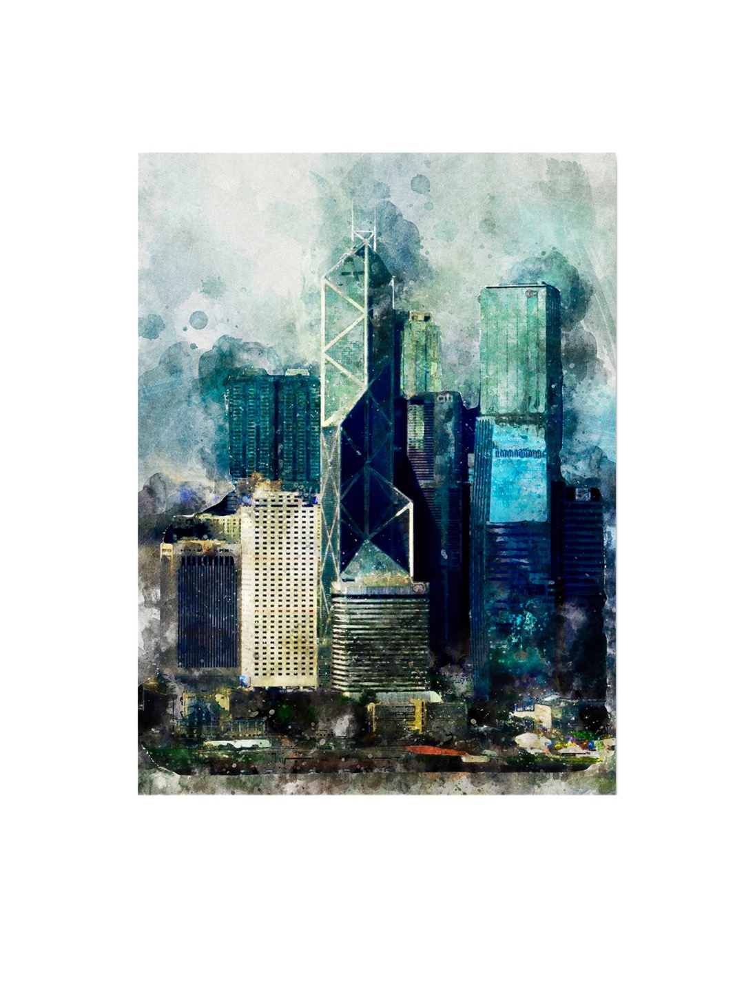 

999Store Grey & Blue Hand-Painted Wall Painting