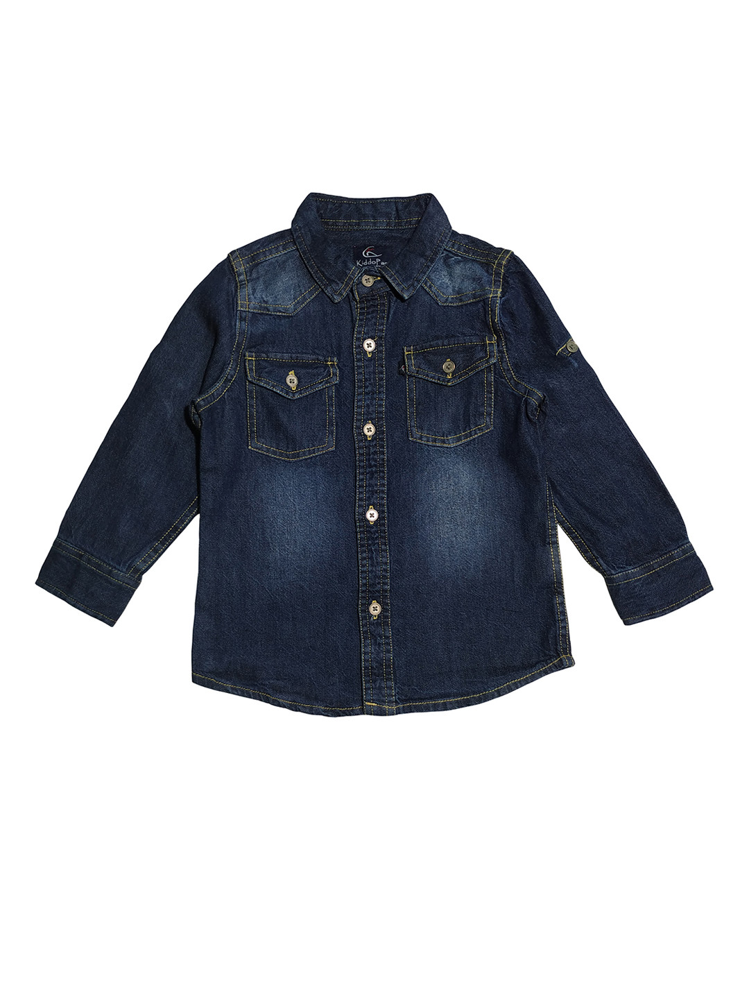 

KiddoPanti Boys Blue Regular Fit Faded Denim Casual Shirt