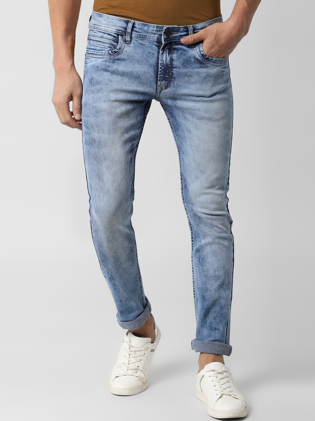 

Peter England Casuals Men Blue Skinny Fit Mid-Rise Clean Look Jeans