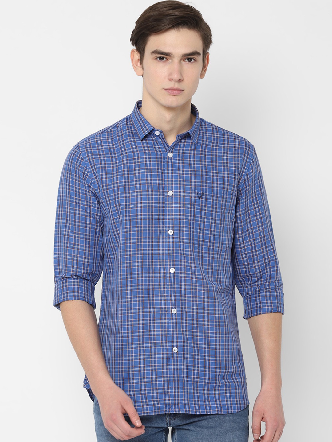 

Allen Solly Men Blue Slim Fit Checked Casual Shirt
