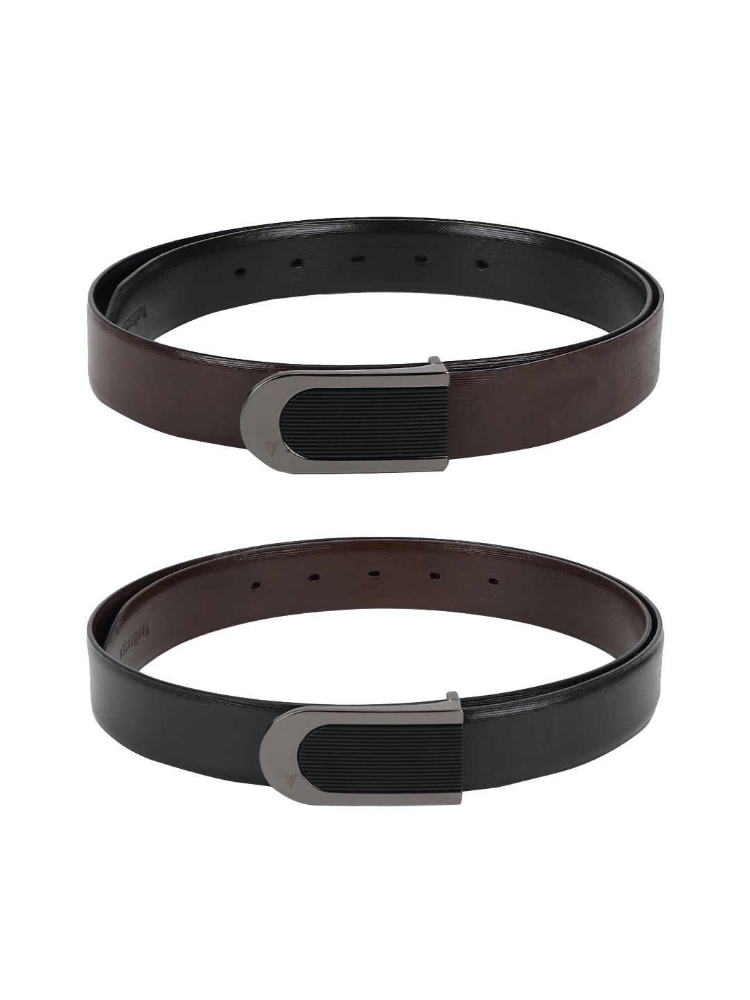

Van Heusen Men Brown & Black Textured Leather Belt