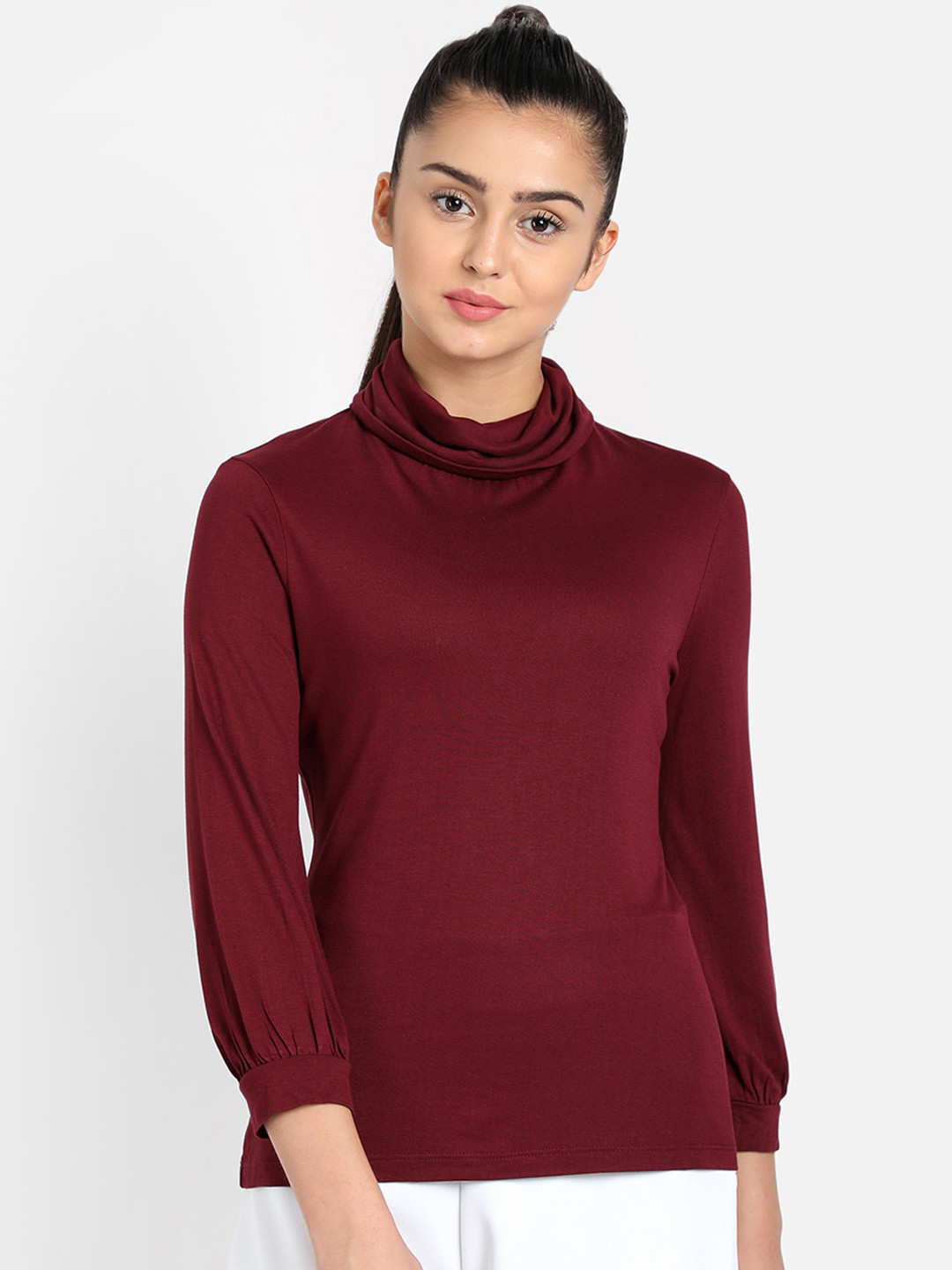 

COVER STORY Women Maroon Solid Top