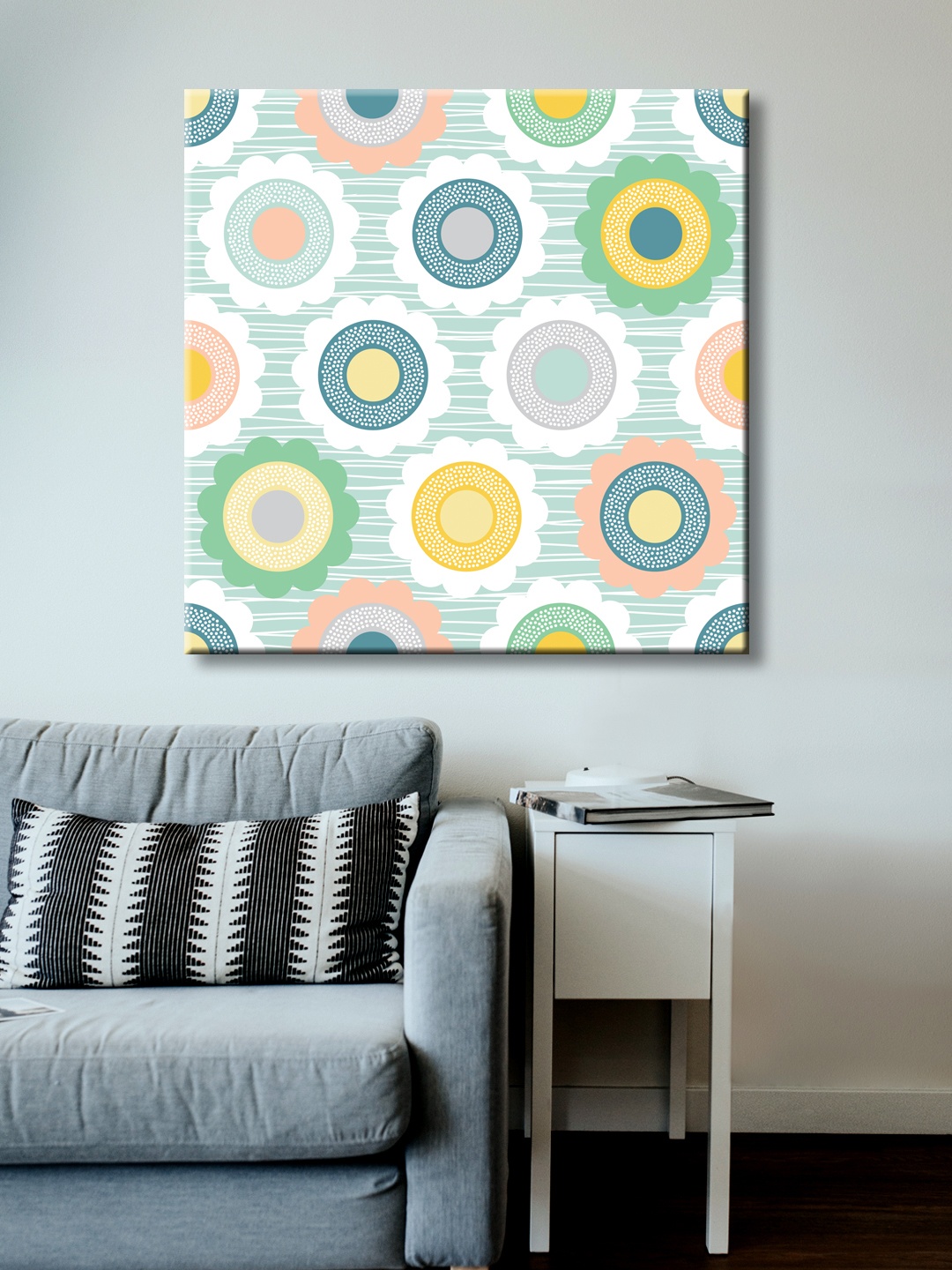 

999Store Blue, Green & Yellow Hand-Painted Abstract Wall Painting