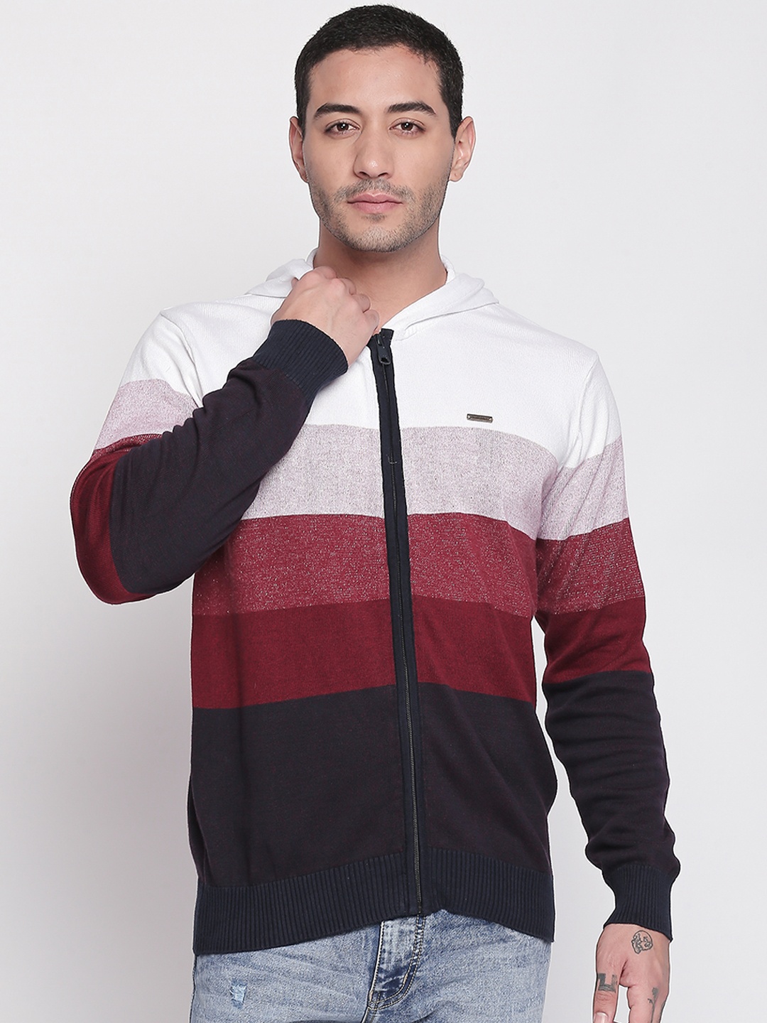 

Urban Ranger by pantaloons Men Red & Black Colourblocked Sweater
