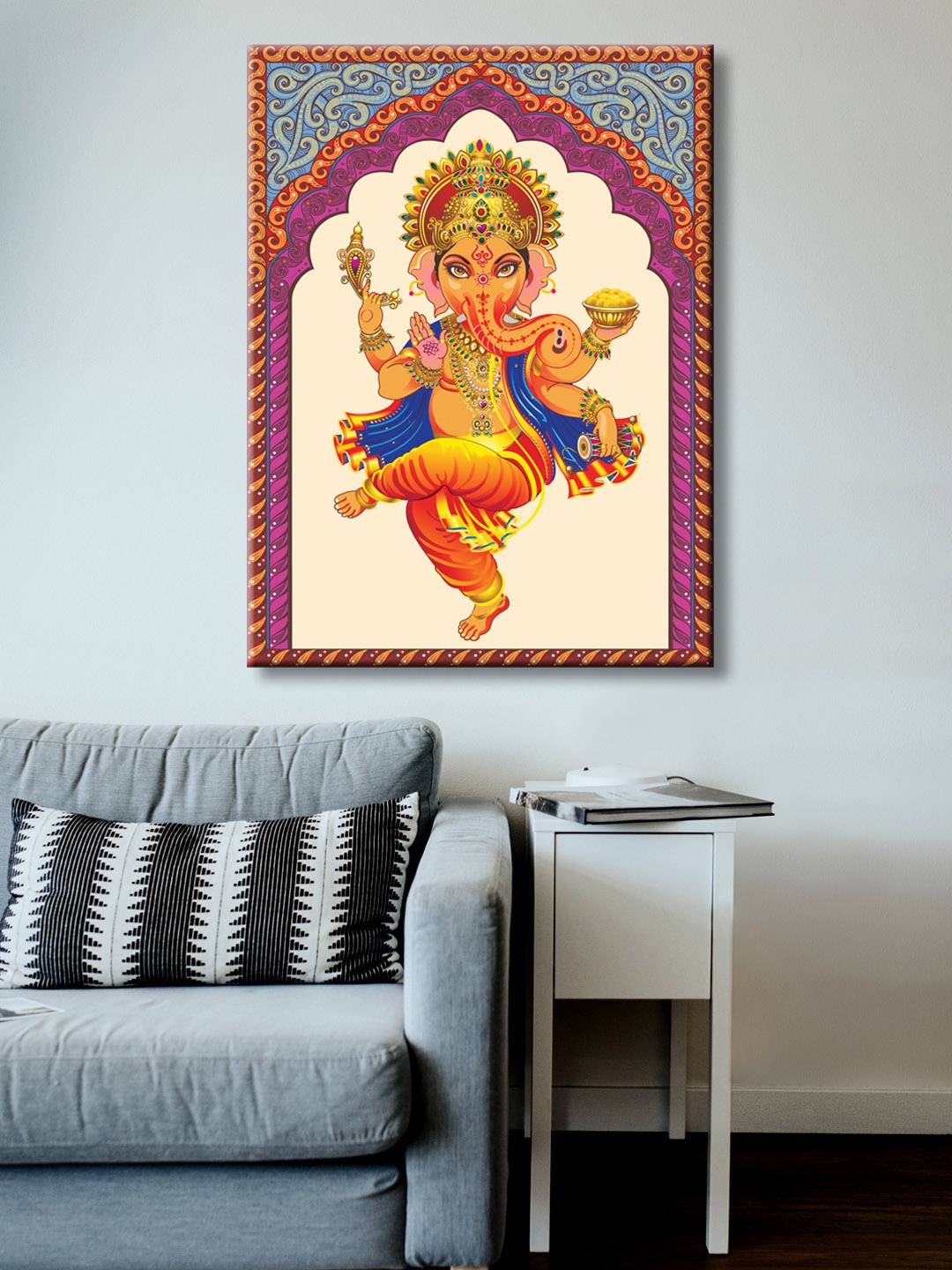 

999Store Multi Color Hand-Painted Lord Ganesha Wall Painting