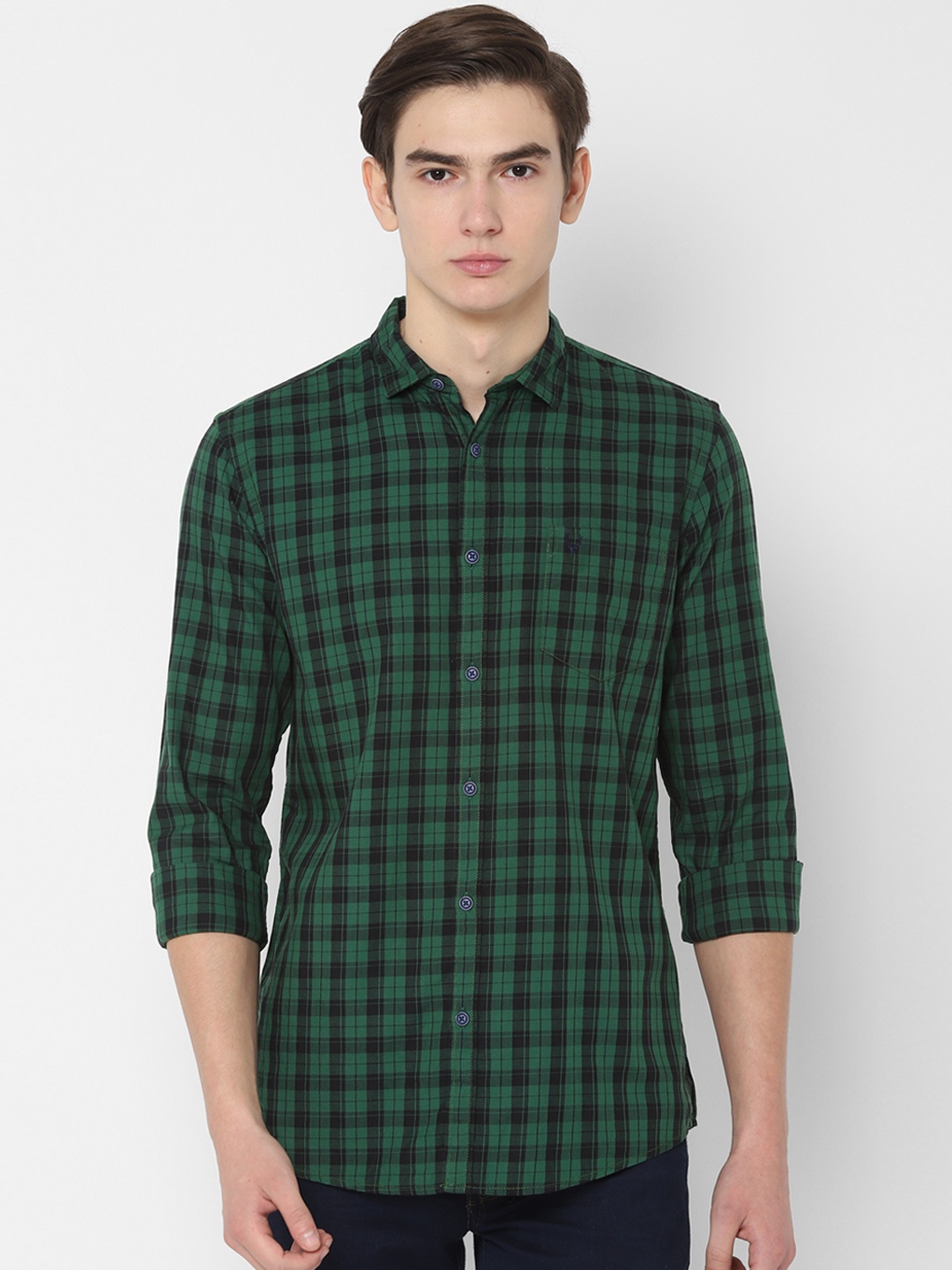 

Allen Solly Sport Men Green & Black Regular Fit Checked Casual Shirt