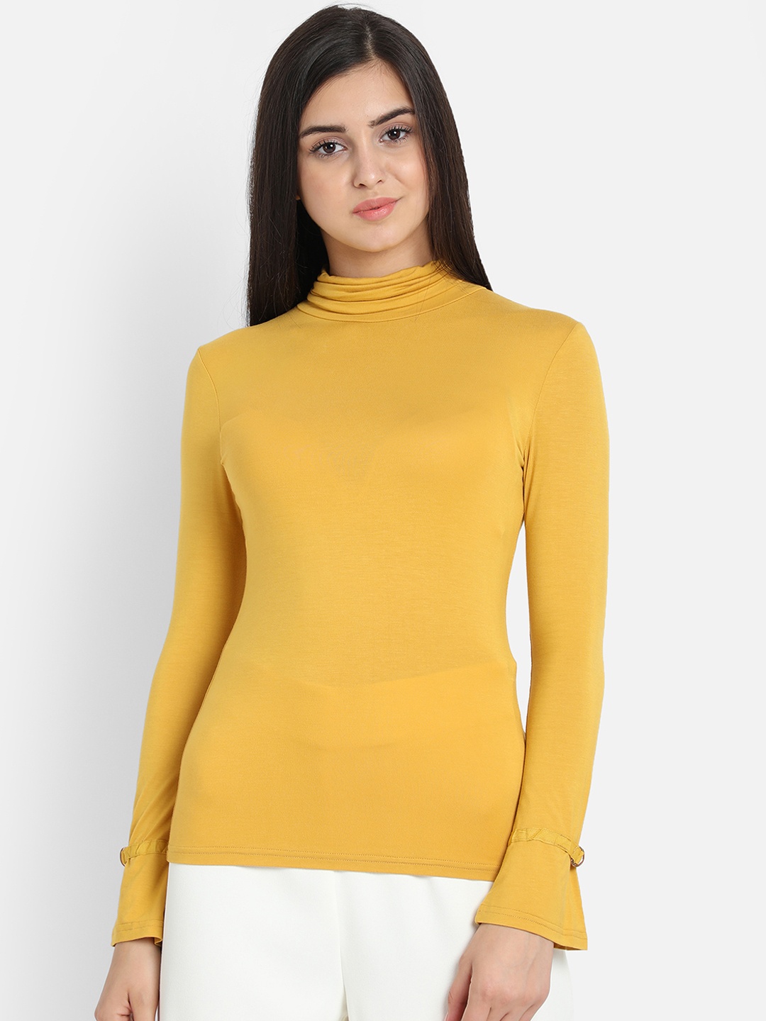 

COVER STORY Women Yellow Solid Top