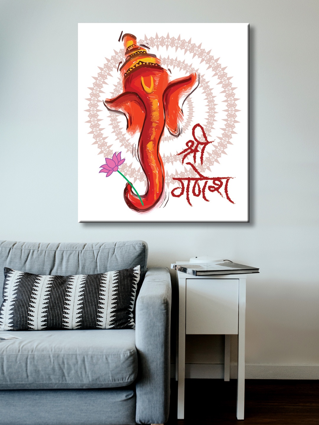 

999Store Brown Hand-Painted Lord Ganesha Wall Painting