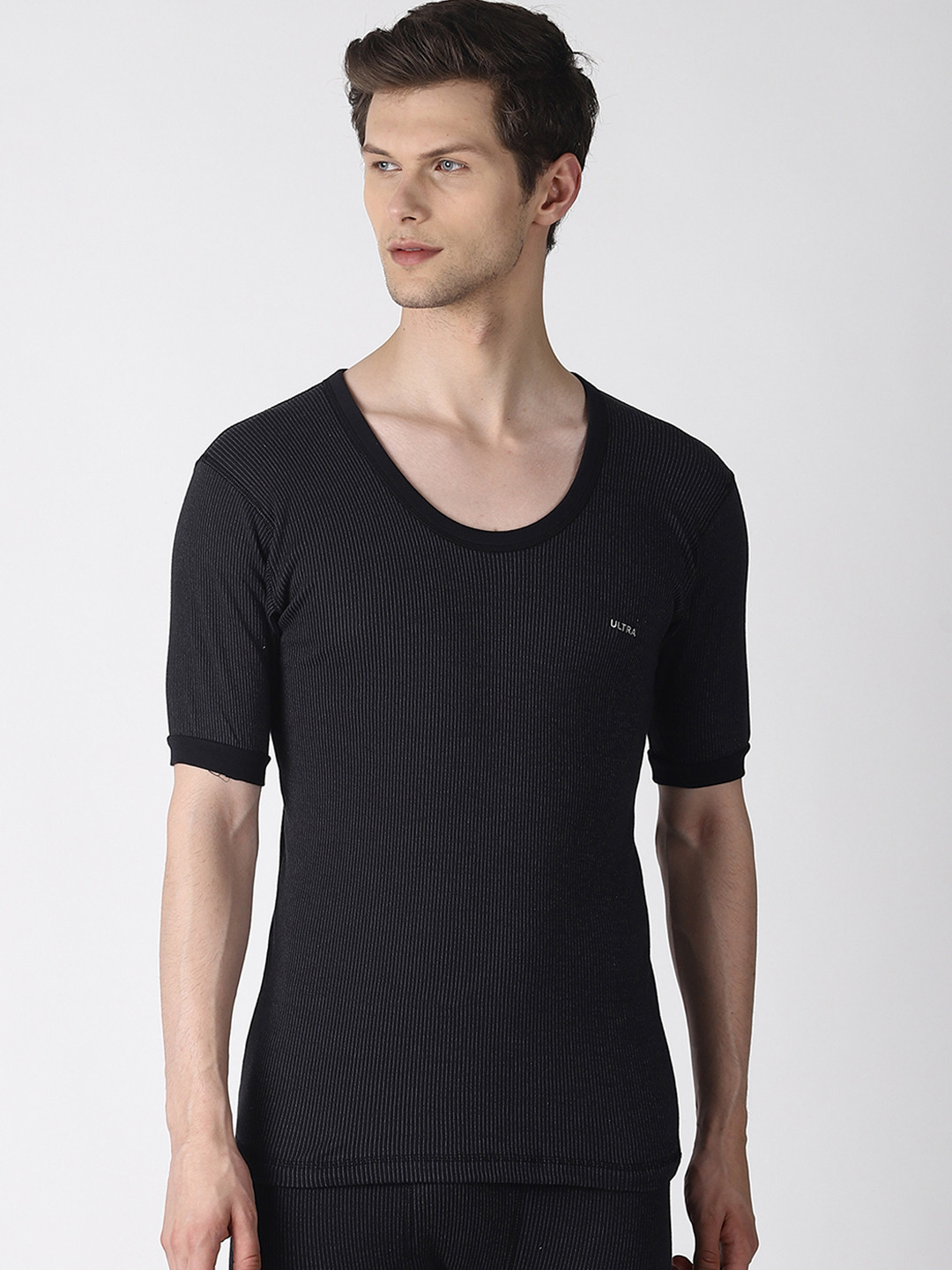 

Dollar Ultra Men Black Striped Thermal T-shirt