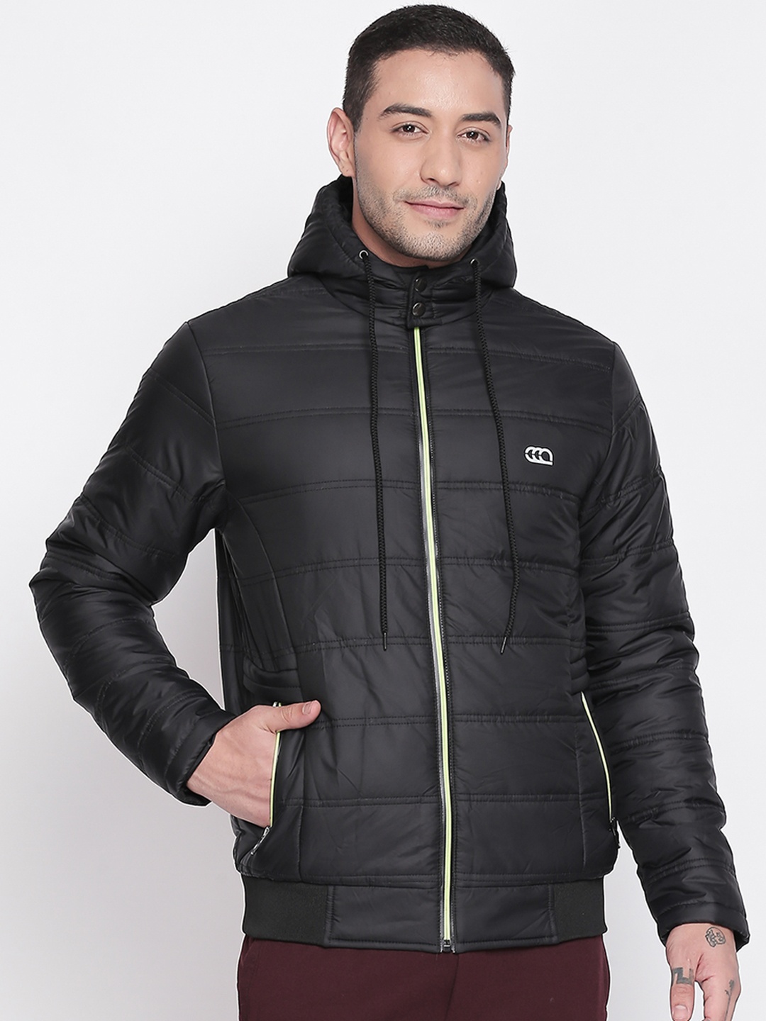 

Ajile by Pantaloons Men Black Solid Padded Hooded Jacket
