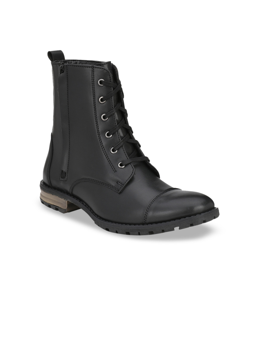

Delize Men Black Solid High-Top Flat Boots