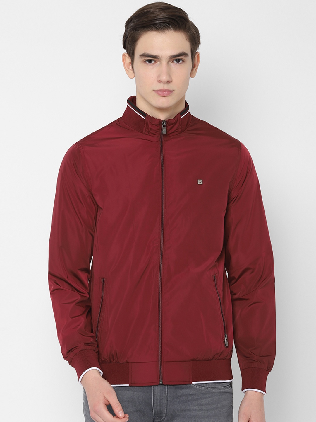 Allen Solly Men Maroon Solid Jacket
