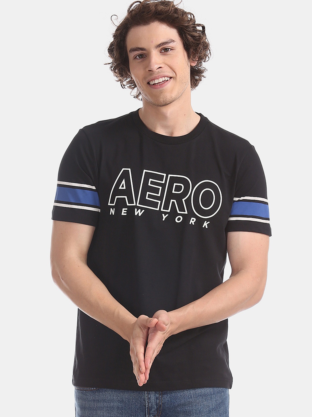 

Aeropostale Men Black Printed Round Neck T-shirt