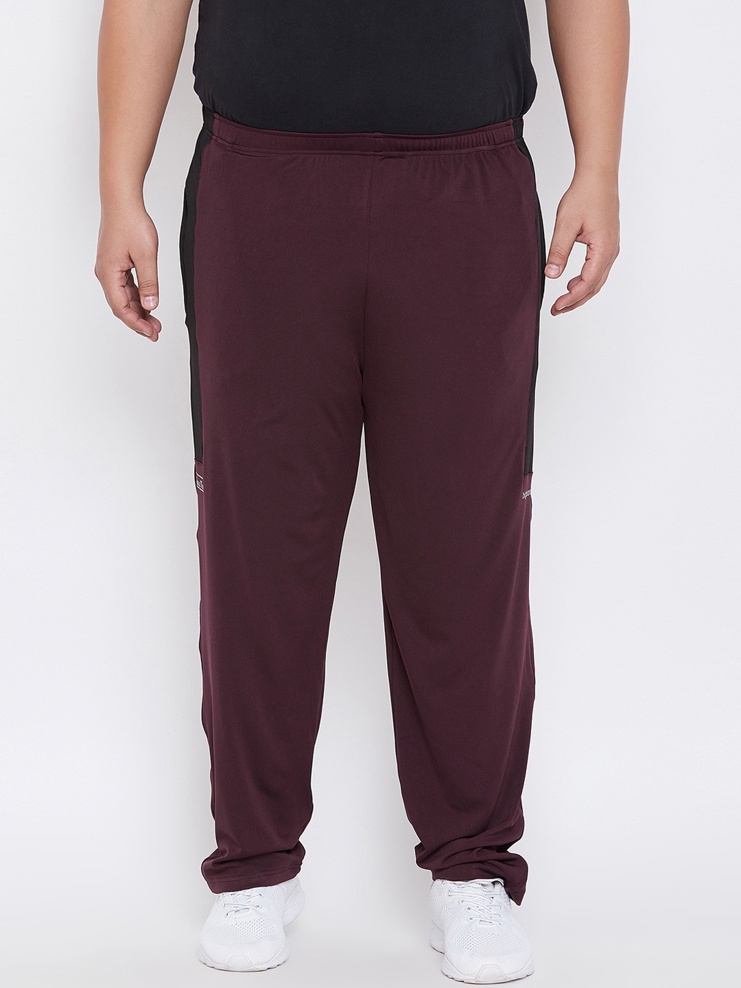 

bigbanana Plus Size Belper Men Burgundy Solid Antimicrobial Track Pants