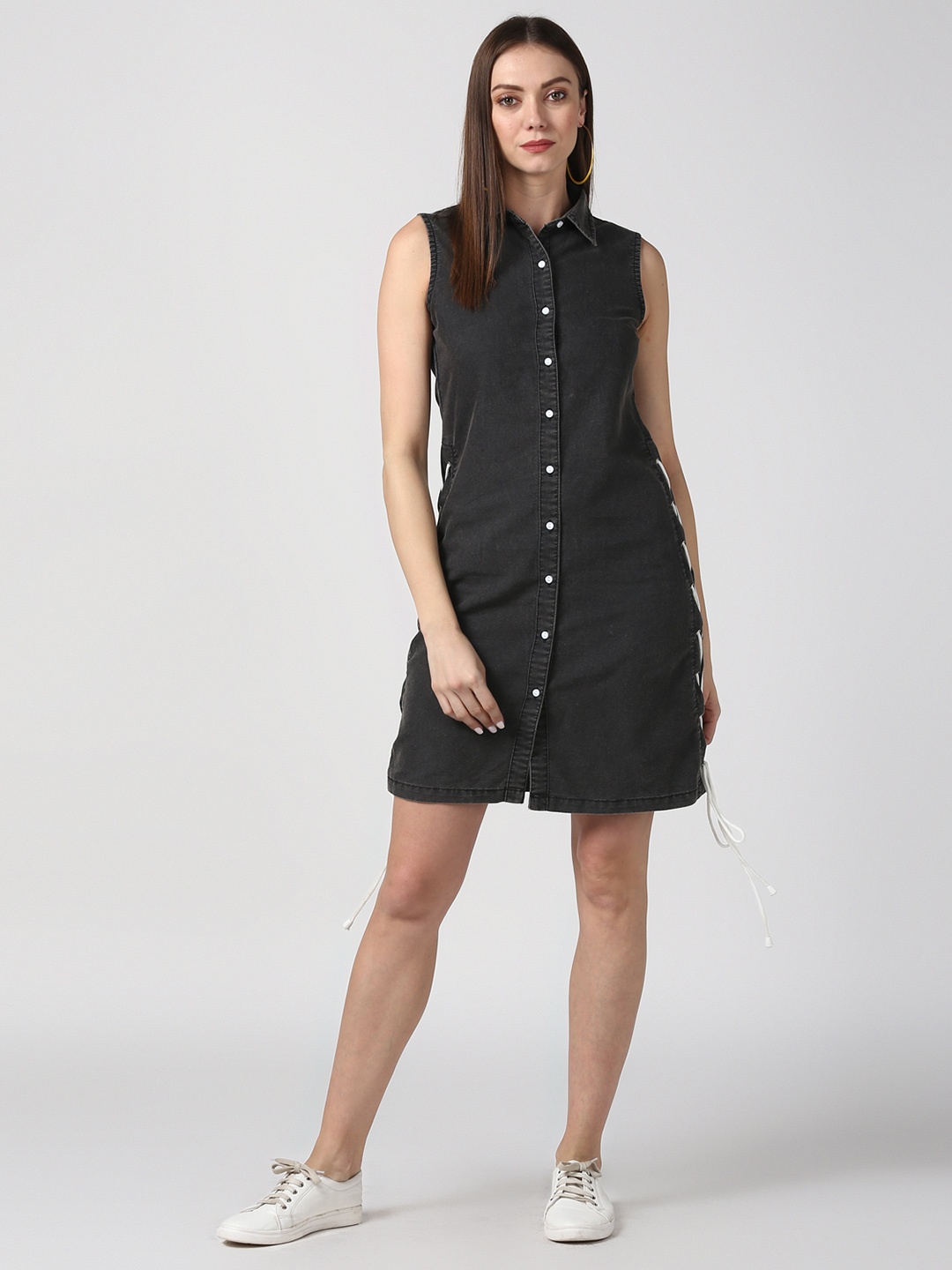 

StyleStone Women Solid Black Shirt Dress