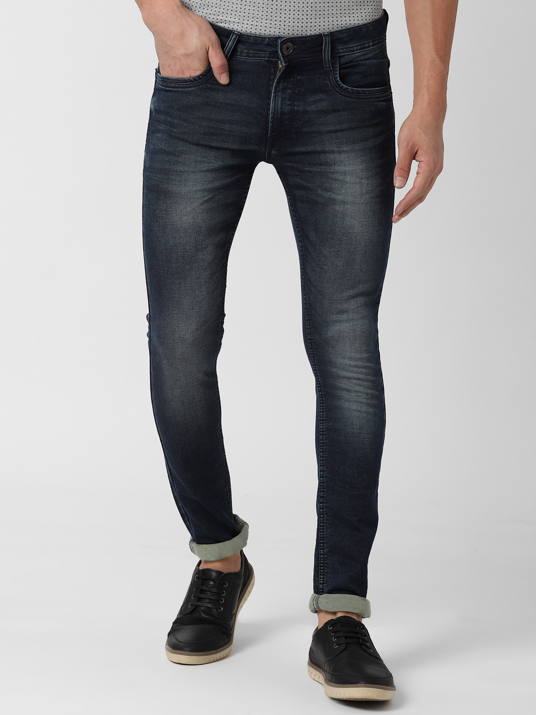 

Peter England Casuals Men Navy Blue Slim Fit Mid-Rise Clean Look Stretchable Jeans
