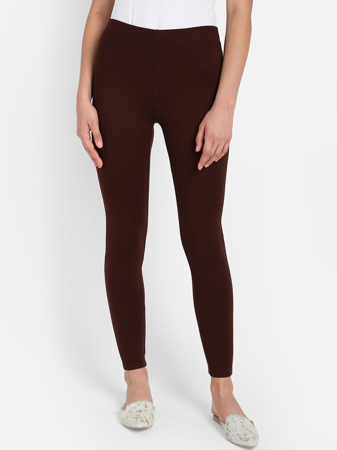

COVER STORY Women Brown Solid Ankle-Length Leggings