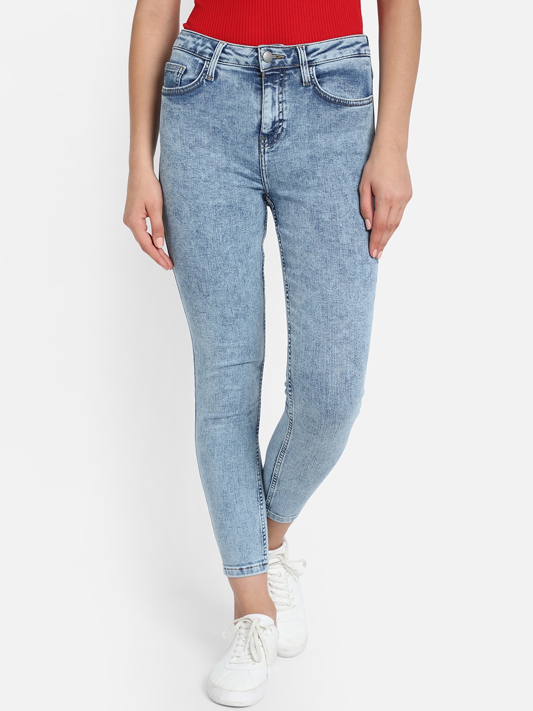 

COVER STORY Women Blue Skinny Fit Mid-Rise Clean Look Jeans