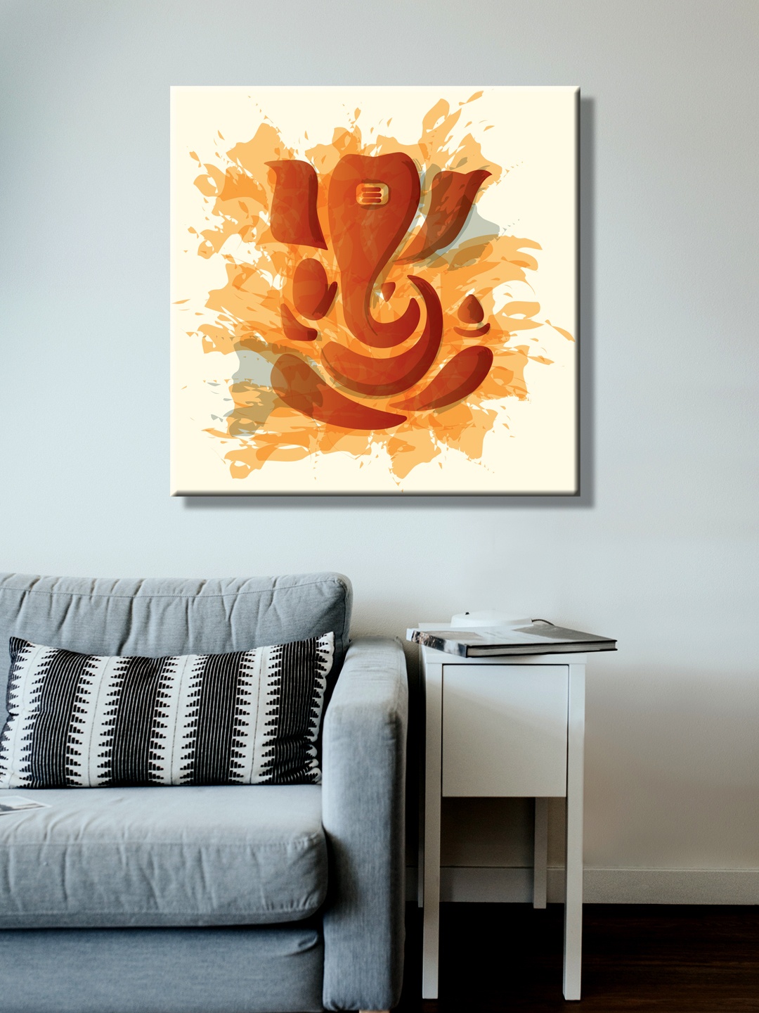 

999Store Brown Hand-Painted Lord Ganesha Wall Painting