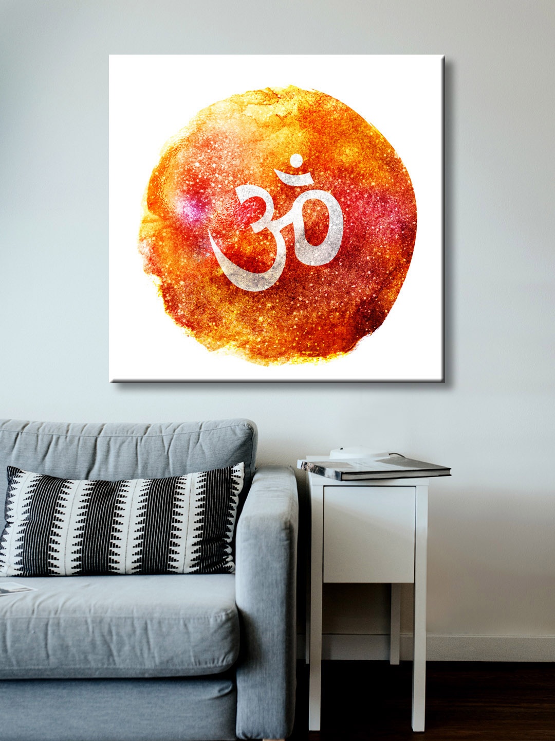 

999Store Orange Hand-Painted Om Wall Painting