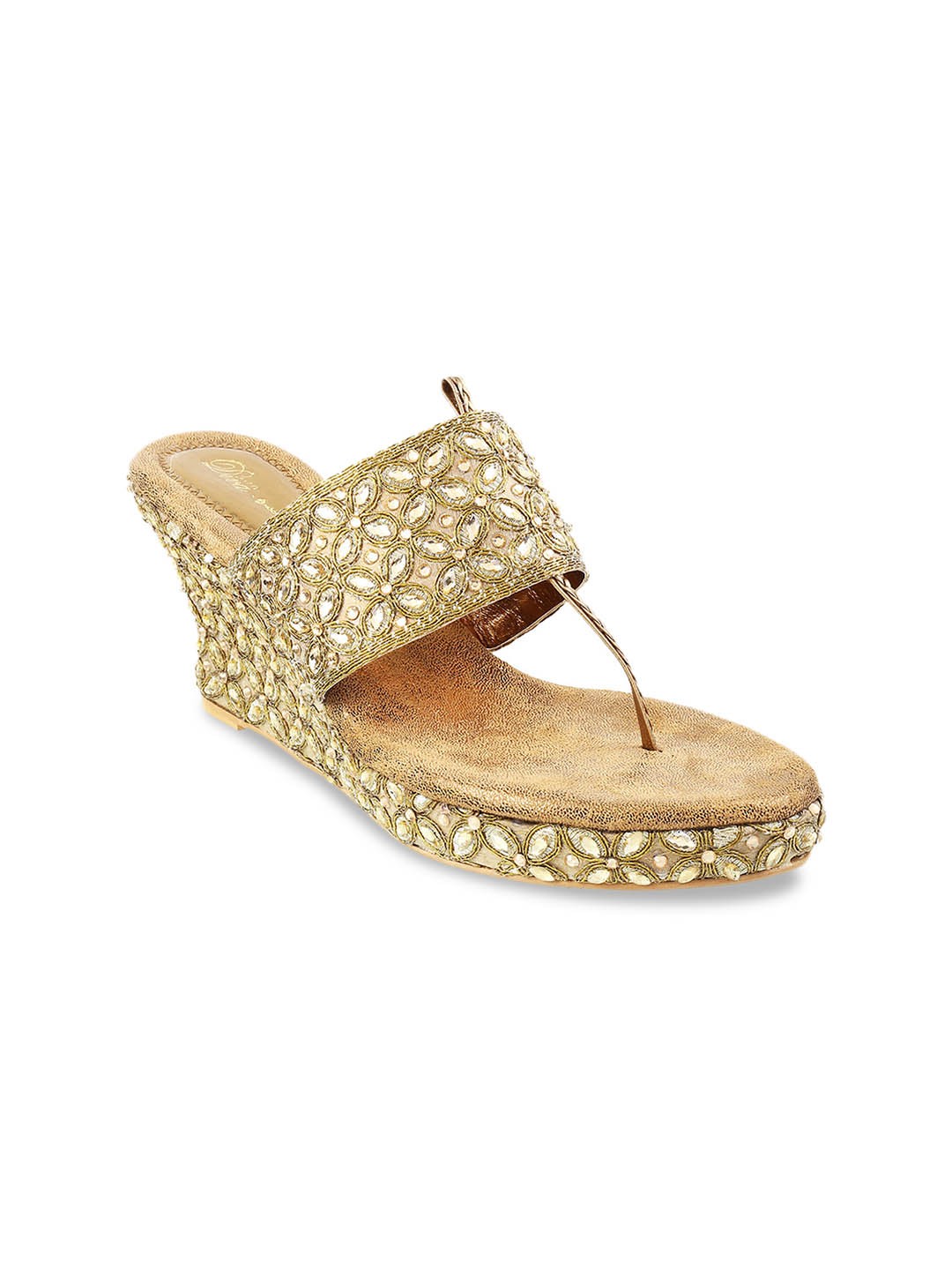 

Mochi Women Gold-Toned Woven Design Heels