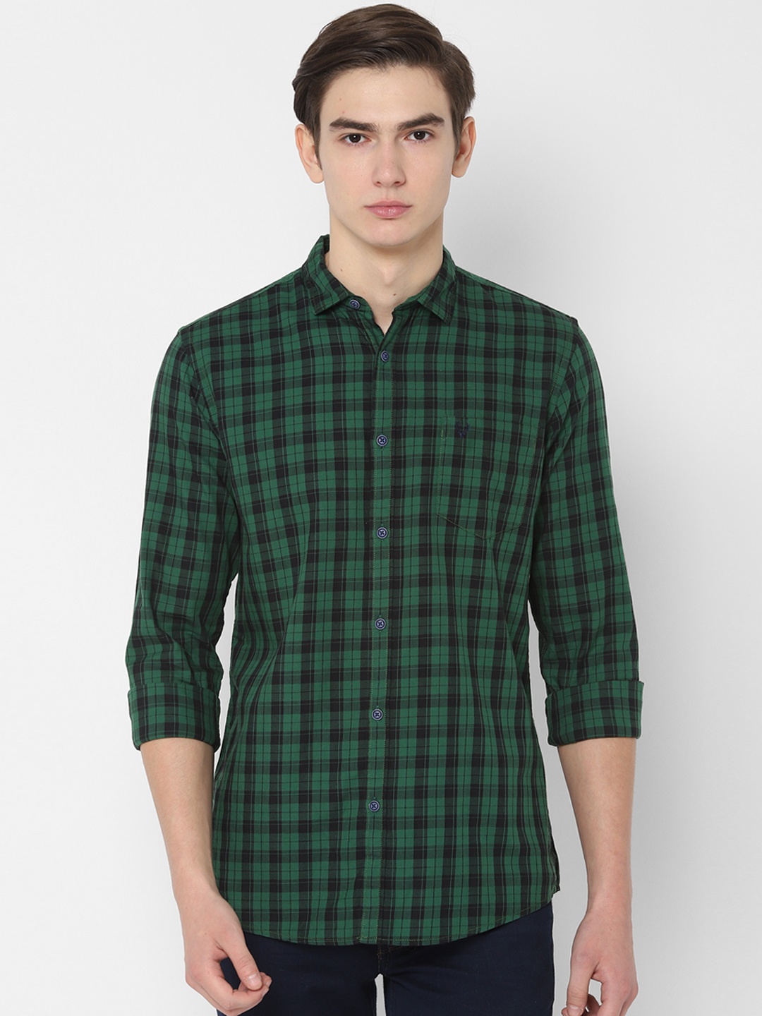 

Allen Solly Sport Men Green & Black Regular Fit Checked Casual Shirt