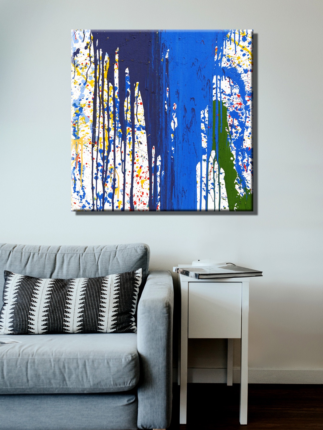 

999Store Blue & White Abstract Canvas Wall Art
