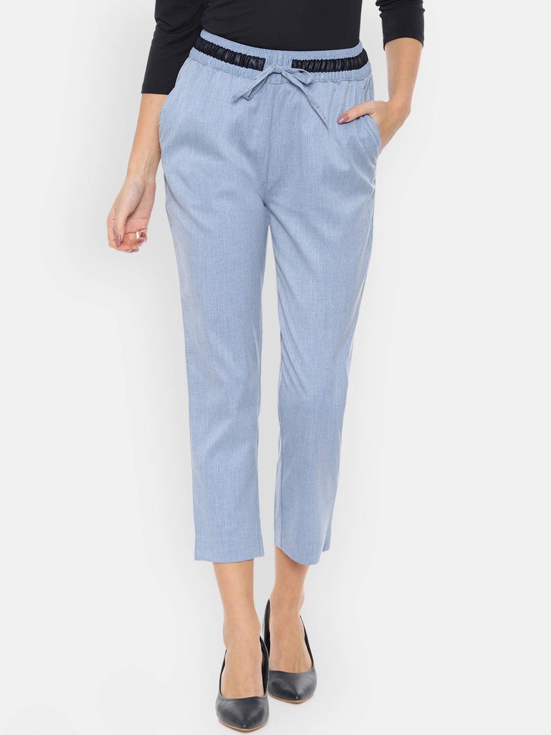 

Van Heusen Woman Blue Solid Cigarette Trousers