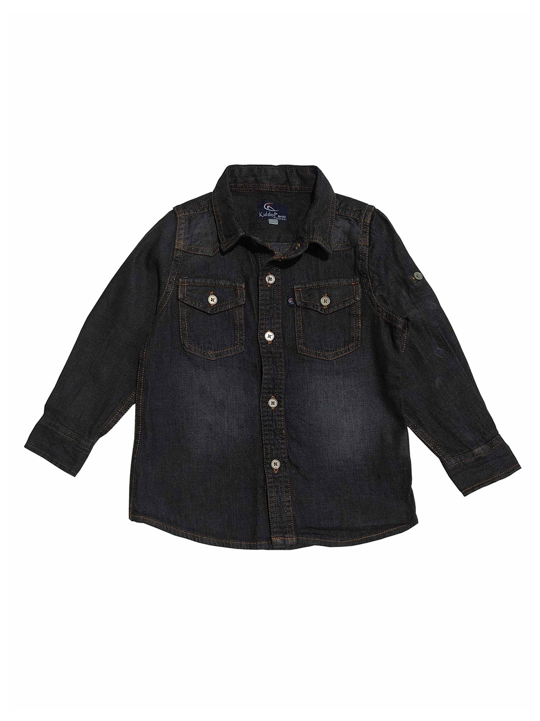 

KiddoPanti Boys Black Regular Fit Faded Denim Casual Shirt